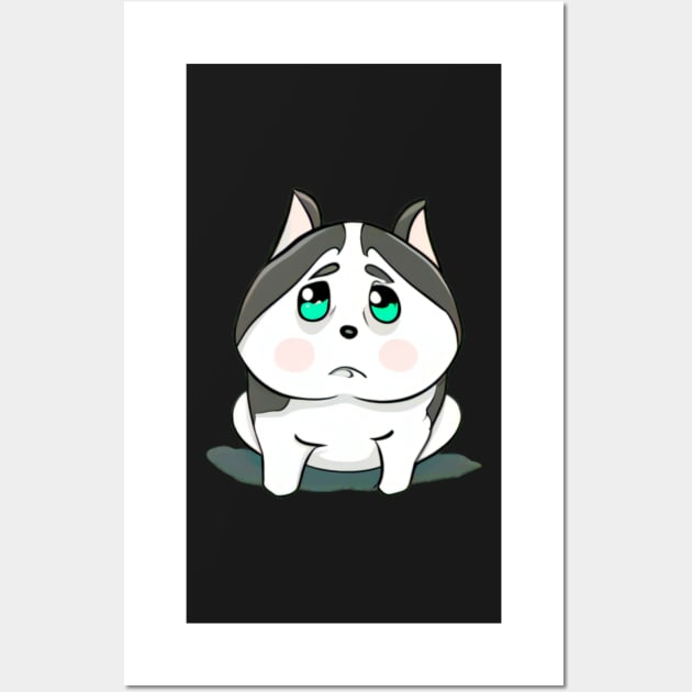 Sad Fat Cute Husky Kawaii Wall Art by Shadowbyte91